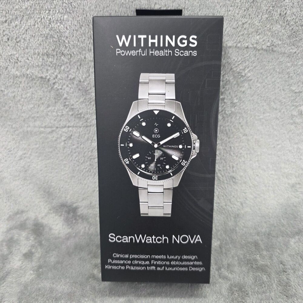 Withings ScanWatch Nova 42mm Black Dial & Stainless Steel Bracelet HWA10